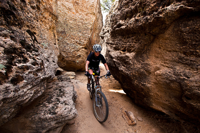 Mary Dishman mountain biking on Gooseberry Mesa, Utah.